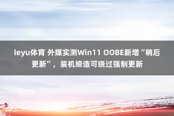 leyu体育 外媒实测Win11 OOBE新增“稍后更新”，装机缔造可绕过强制更新