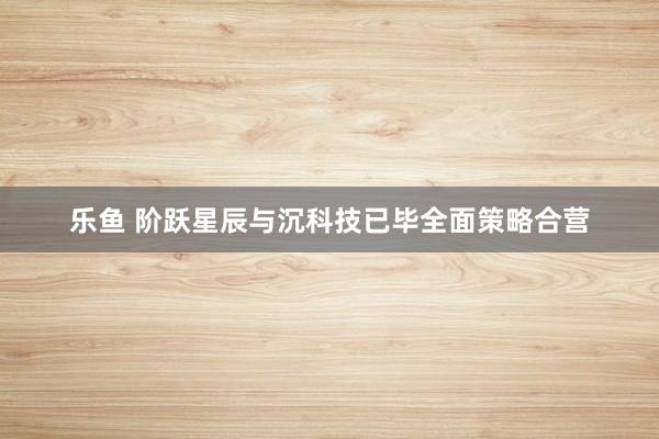 乐鱼 阶跃星辰与沉科技已毕全面策略合营