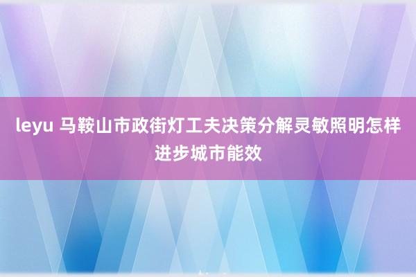 leyu 马鞍山市政街灯工夫决策分解灵敏照明怎样进步城市能效