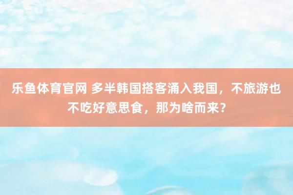 乐鱼体育官网 多半韩国搭客涌入我国，不旅游也不吃好意思食，那为啥而来？